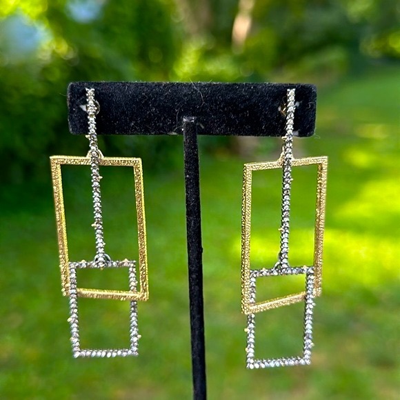 New without Tags ALEXIS BITTAR Encrusted Brutalist Link Earrings - Picture 4 of 6